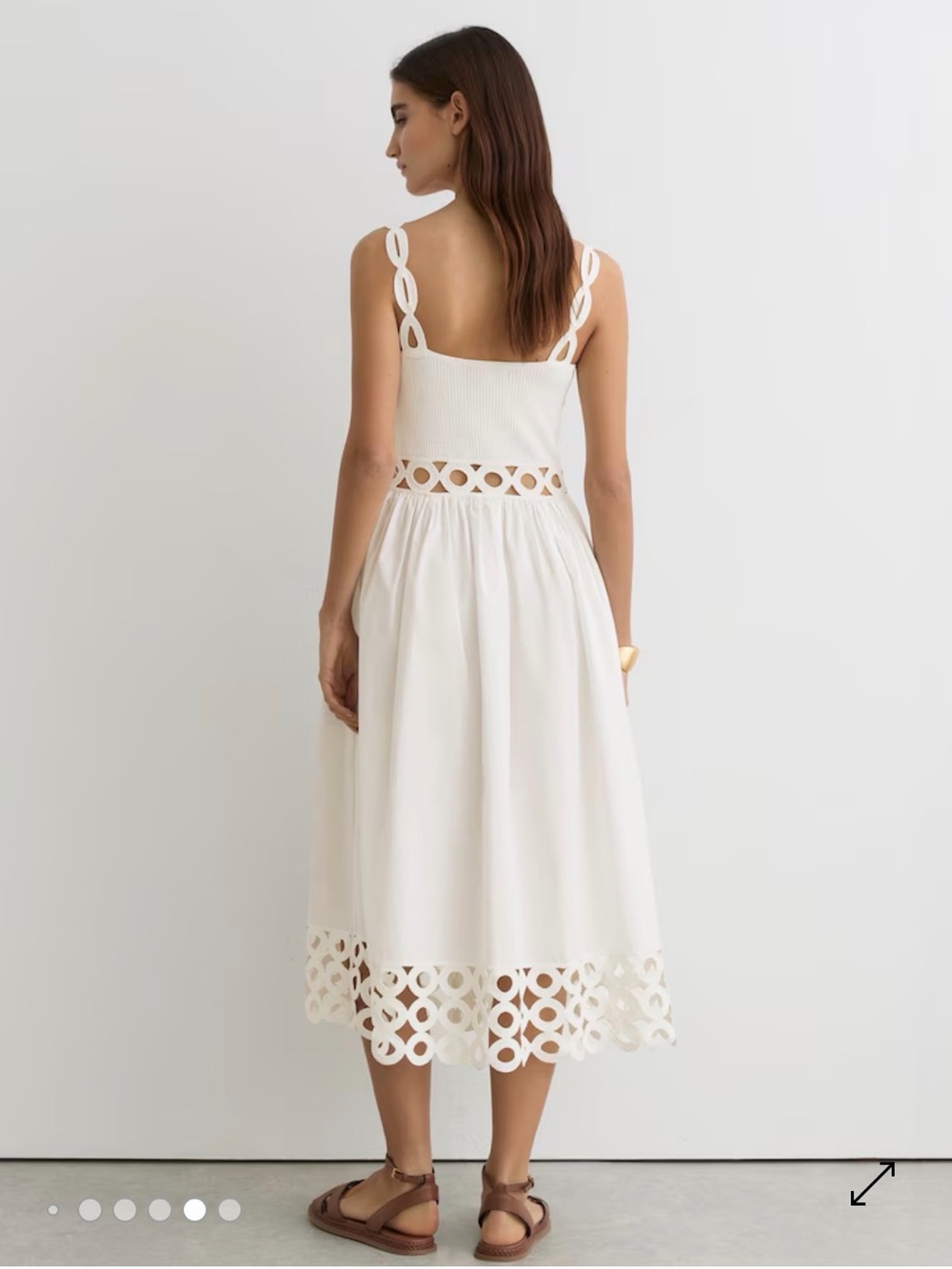 Reiss Rita Rib-Knit Woven Mix Cut-Out Midi Dress Size Small - Picture 5 of 10